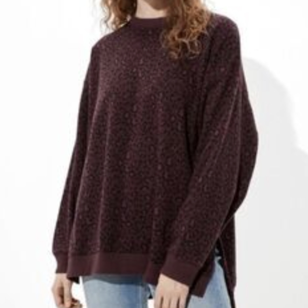 American Eagle Outfitters Cheetah Print Plum Sweater